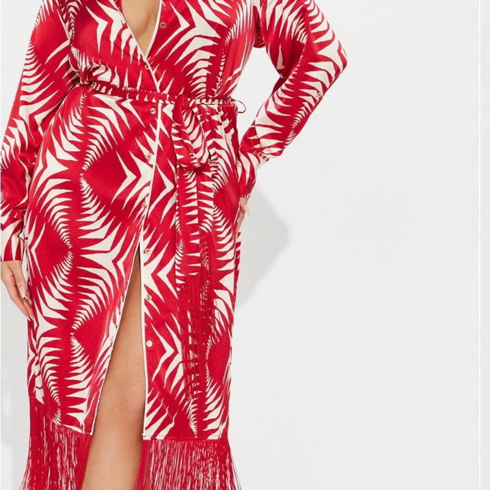 Red and White Maxi Dress